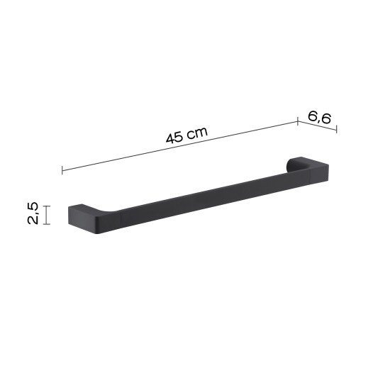 Gedy Pirenei, Επίτοιχη Πετσετοθήκη 45cm, Black Matt