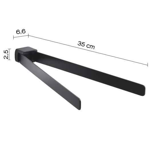 Gedy Pirenei, Επίτοιχη Διπλή Πετσετοθήκη 45cm, Black Matt