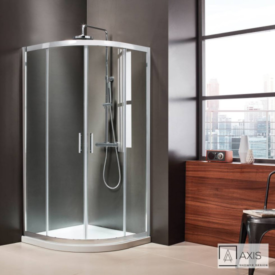 Axis Quadrant 90 (87-89cm), Διαχωριστικό ντουζιέρας ημικυκλικό, Χρωμέ Clean Glass.