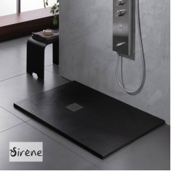 Sirene Slate Cast Marble (Χυτό Μάρμαρο), Ντουζιέρα 100x80x2,4cm, Black Matt, με Βαλβίδα Sirene Slate Cast Marble (Χυτό Μάρμαρο), Ντουζιέρα 100x80x2,4cm, Black Matt, με Βαλβίδα