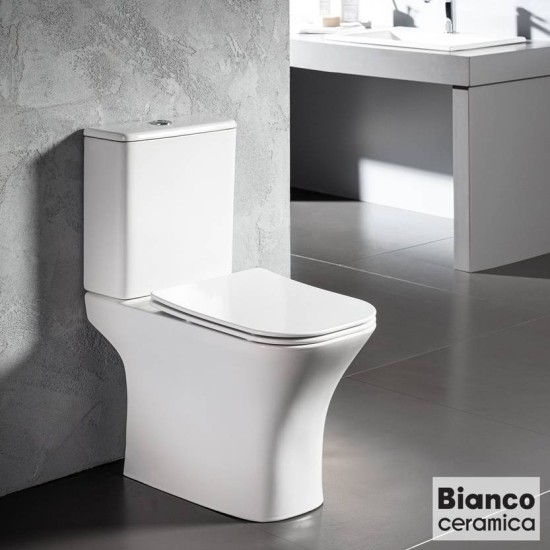 Bianco Ceramica DELIA RIMLESS & αποσπώμενο κάλυμμα βακελίτη Slim soft-close