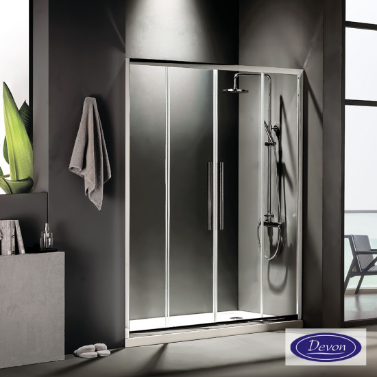 Devon Flow Slider 180 (177-181cm), Clear, Clean Glass, Chrome Devon Flow Slider 180 (177-181cm), Clear, Clean Glass, Chrome
