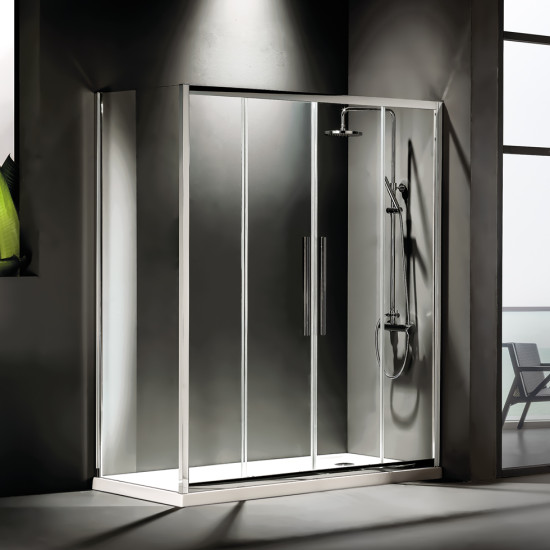 Devon Flow Slider 180 (177-181cm), Clear, Clean Glass, Chrome Devon Flow Slider 180 (177-181cm), Clear, Clean Glass, Chrome