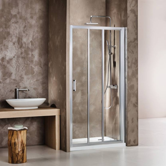 Axis Triple Slider 130(127-131cm), Clear, Clean Glass, Chrome