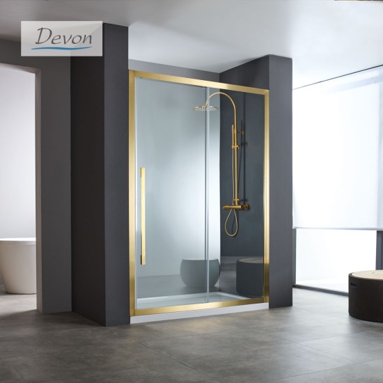 Devon Noxx Slider, Διαχωριστικό 100cm, Clean Glass, Gold Brushed PVD Devon Noxx Slider, Διαχωριστικό 100cm, Clean Glass, Gold Brushed PVD