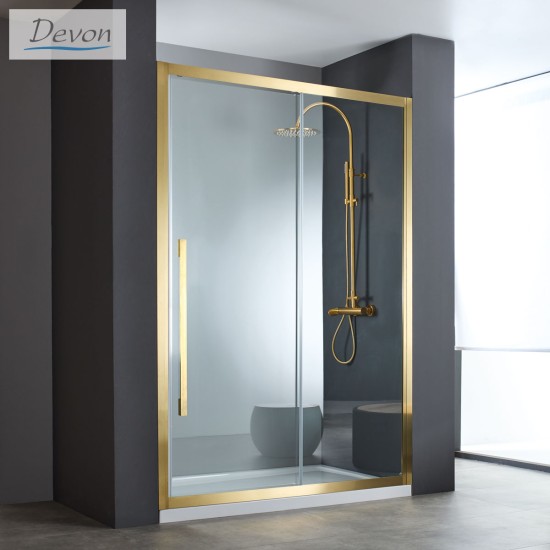 Devon Noxx Slider, Διαχωριστικό 120cm, Clean Glass, Gold Brushed PVD Devon Noxx Slider, Διαχωριστικό 120cm, Clean Glass, Gold Brushed PVD