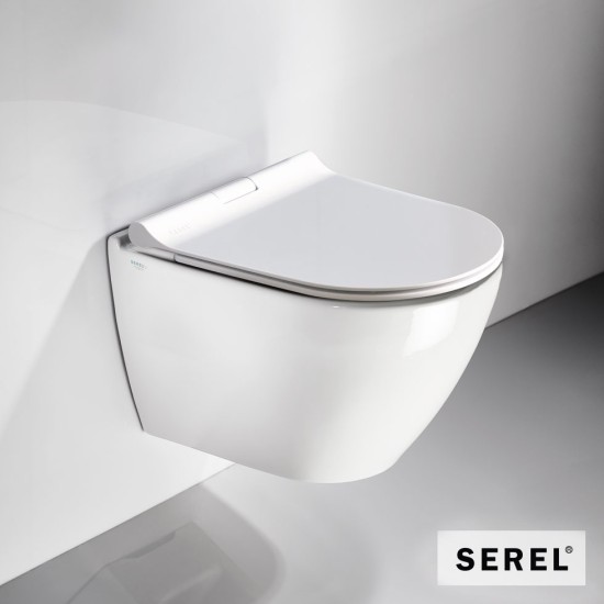 Serel Smart 36 Επίτοιχη Λεκάνη Rimless με Κάλυμμα 9001SC Slim Soft-Close White