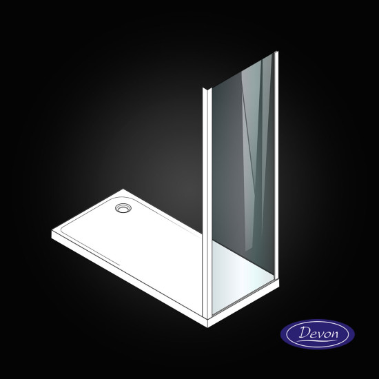 Devon Flow Side Panel 80 (77-79cm), Clear, Clean Glass, White Mat Devon Flow Side Panel 80 (77-79cm), Clear, Clean Glass, White Mat