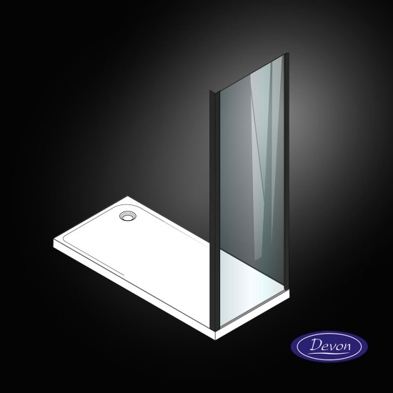 Devon Flow Side Panel 80, Clear, Clean Glass, Black Mat