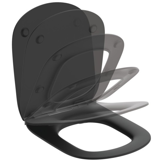 Ideal Standard Tesi, Κάθισμα Slim, Soft Close, Quick Release, Black Matt