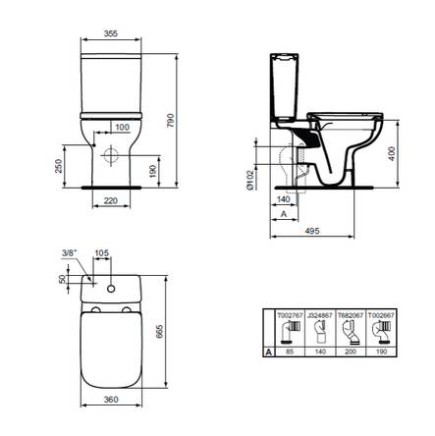 Ideal Standard I.Life A Set Λεκάνη Rimless, Καζανάκι και Κάθισμα Wrapover Soft close