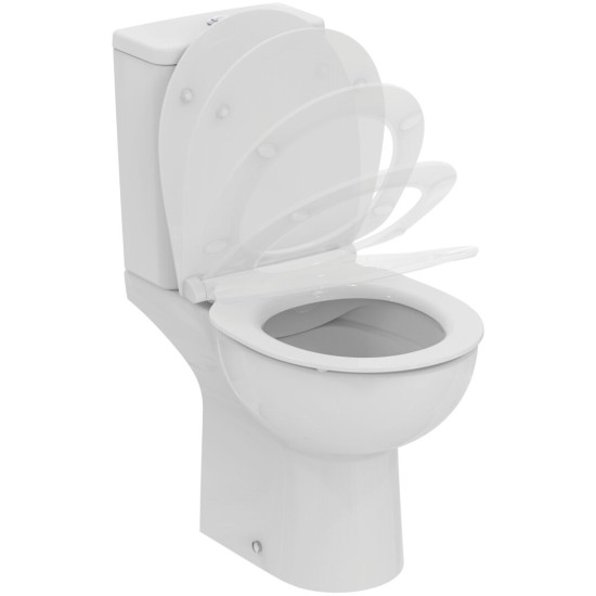 Ideal Standard Eurovit, Λεκάνη Rimless Χ/Π 365x620x790mm, Καζανάκι και Κάθισμα Soft Close Quick Rele