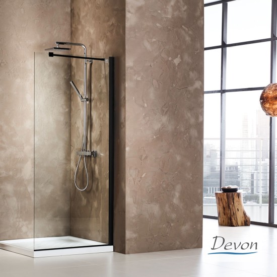 DEVON IWIS WALK-IN 77-79 H.185 CLEAN-GLASS BLACK MATT