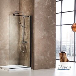 DEVON IWIS WALK-IN 87-89 H.185 CLEAN-GLASS BLACK MATT